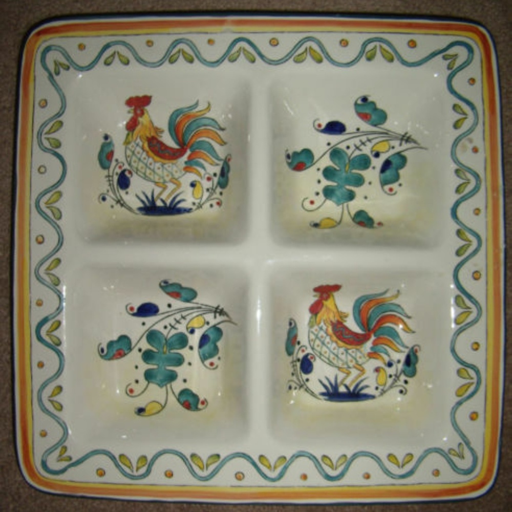 Rare Italian Rooster Serving Tray dish